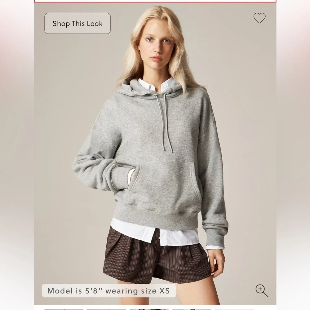 J. Crew Light Gray Heritage Terry Hoodie - Picture 1 of 5